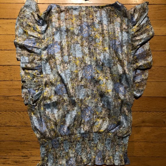 Brand New Pleione Floral Flutter Short Sleeve Top - Picture 6 of 7